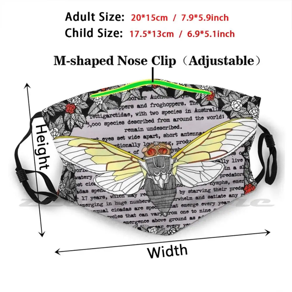 Cicada Insect Mask Mask Adult Child Washable Pm2.5 Filter Logo Creativity Cicada Insect Insects Goth Gothic