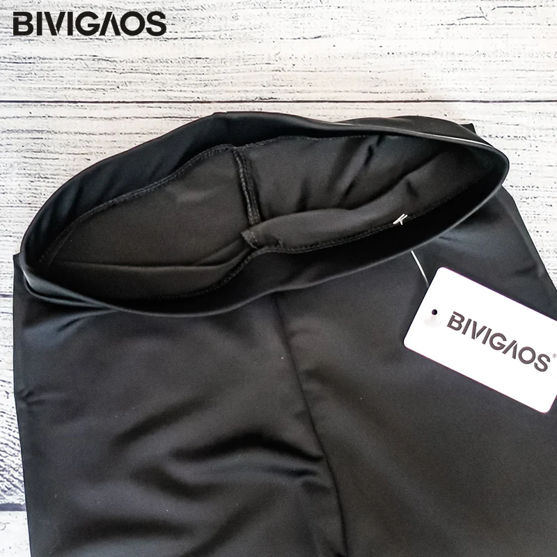 BIVIGAOS-Leggings de seda de hielo para mujer, mallas delgadas de entrenamiento, deportivas, de alta elasticidad, color negro sedoso, para primavera