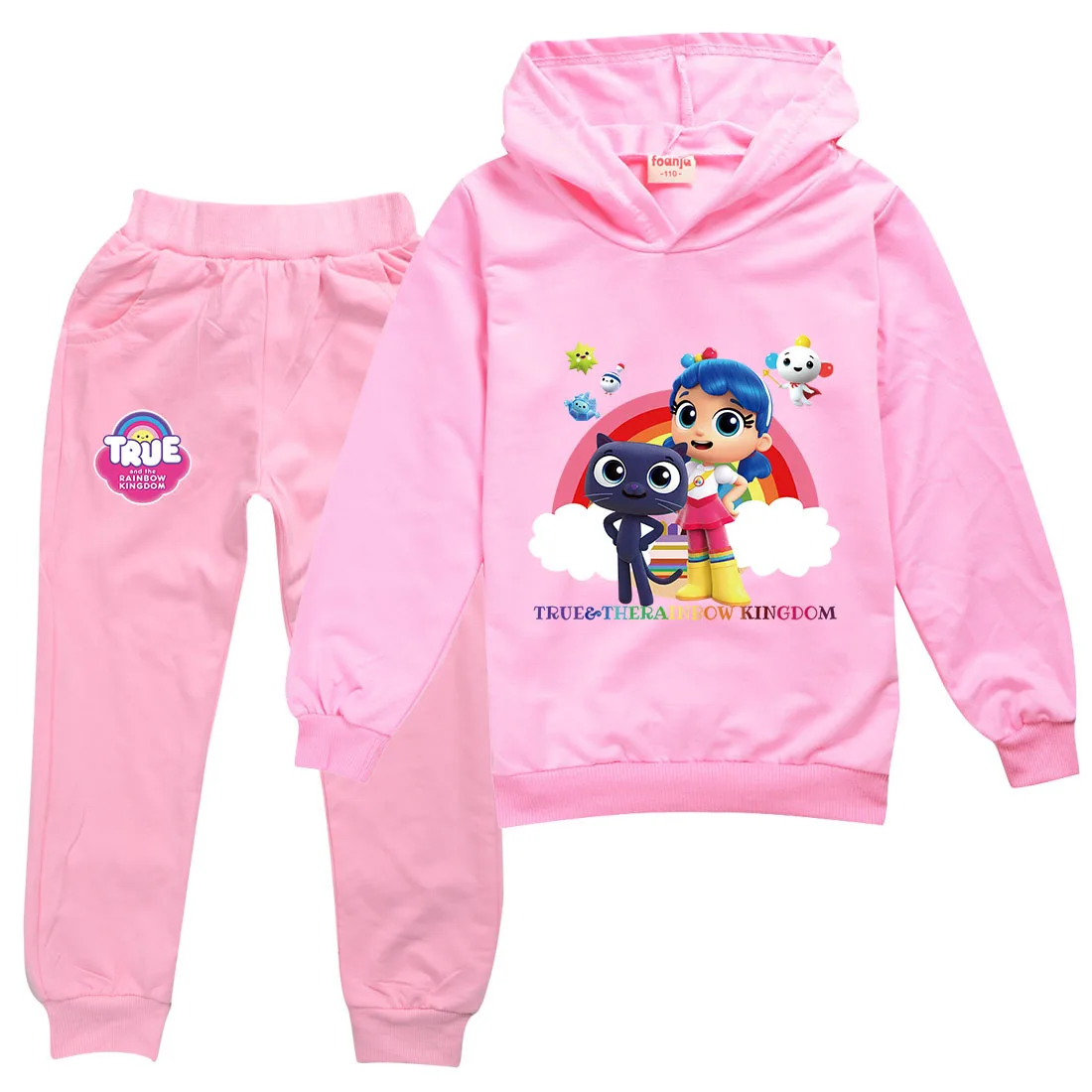 

2-16Y Children Tracksuit Girls Rainbow Kingdom Hoodies+Pants 2pcs Suits Boys Sportswear Children Hooded Sweatshirt Jogging Sets