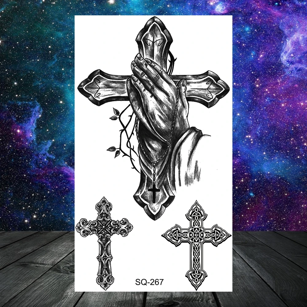 Tatouages Temporaires Croix Injecteur 3D, Faux Tatouage Réaliste, Tête de Mort, Fleur, Couronne, Pissenlit, Adultes, Femmes, Hommes, Salle, 7,5