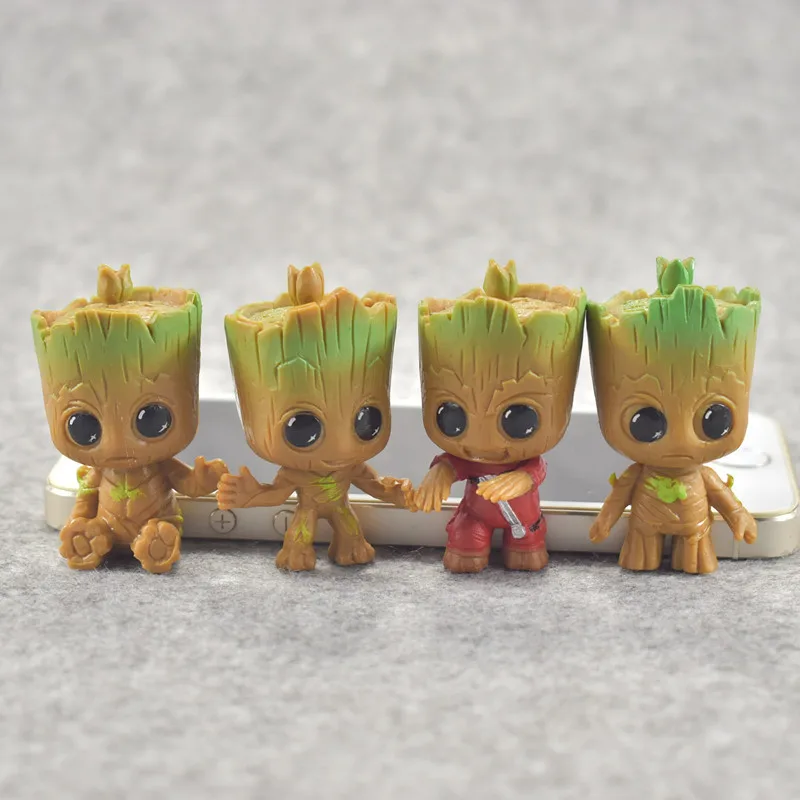 4 Cái/bộ Marvel Guardians Of The Galaxy Avengers Groot Nhỏ Dễ Thương Cho Bé Cây Người Móc Khóa Mô Hình Nhân Vật Đồ Chơi 5Cm