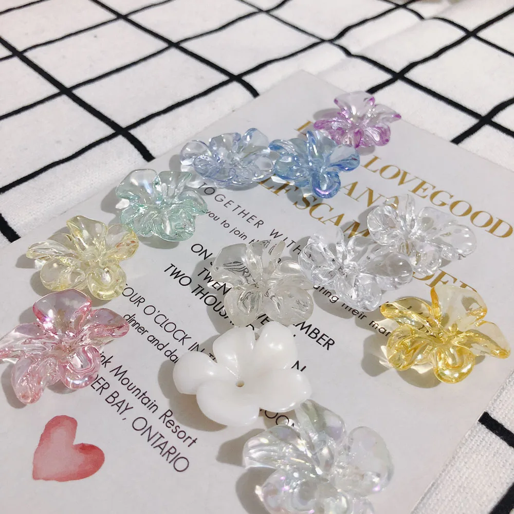 Summer mini glass sense color transparent resin small flowers DIY handmade jewelry earrings earrings accessories materials 10pcs