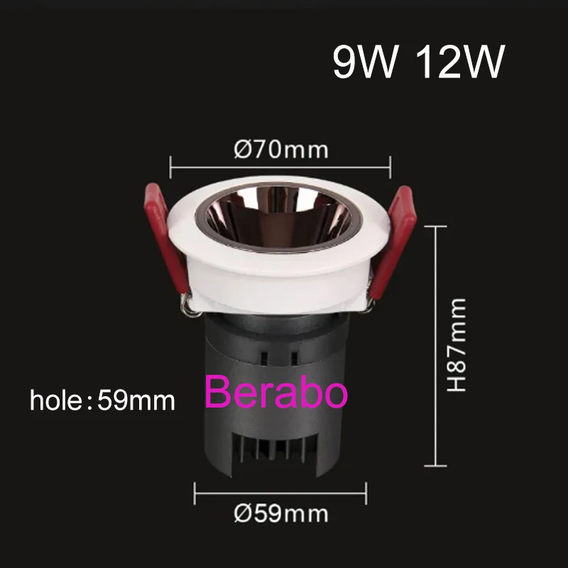 High-End Dimmbare LED COB Strahler Deckenleuchte AC110V220V 9W 12W 20W 30W 36W Aluminium Einbau-Downlights Runde Panel Licht – Detail 3