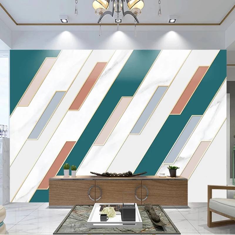 Modern 3D Papel De Parede Geometric Lines Photo Wall Murals Living Room TV Sofa Background Decor Wallpaper For Bedroom Walls