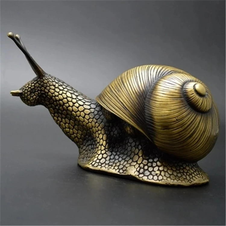 Collectible Decorated Old Handwork Copper Carved Snail Statue