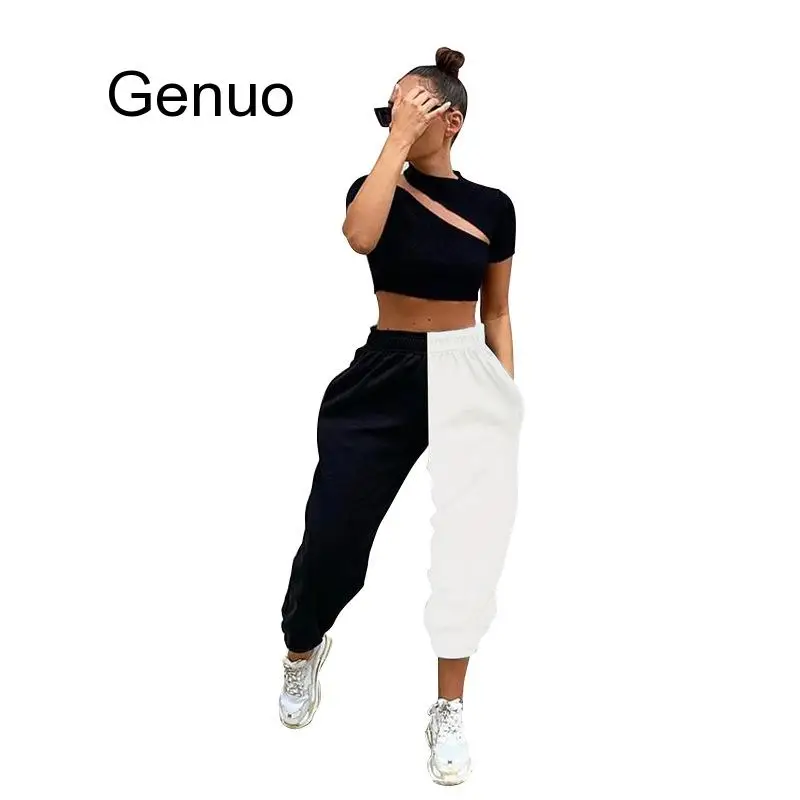

High Waist Sweatpants Patchwork Sporty Harem Autumn Winter Women Loose Casual Sporty Streetwear Trousers 2020 New Fashion