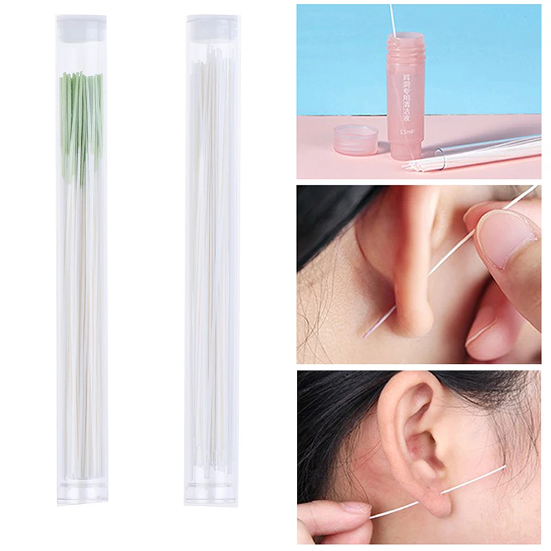 60Pcs Pierced Ear Cleaning Set Disposable Earrings Hole Cleaner Herb Solution Paper Floss Ear Hole Aftercare Tools Kit