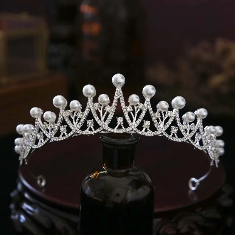 Estilo coreano coroa de noiva pérola strass princesa coroa de aniversário tiara moda casamento bandana