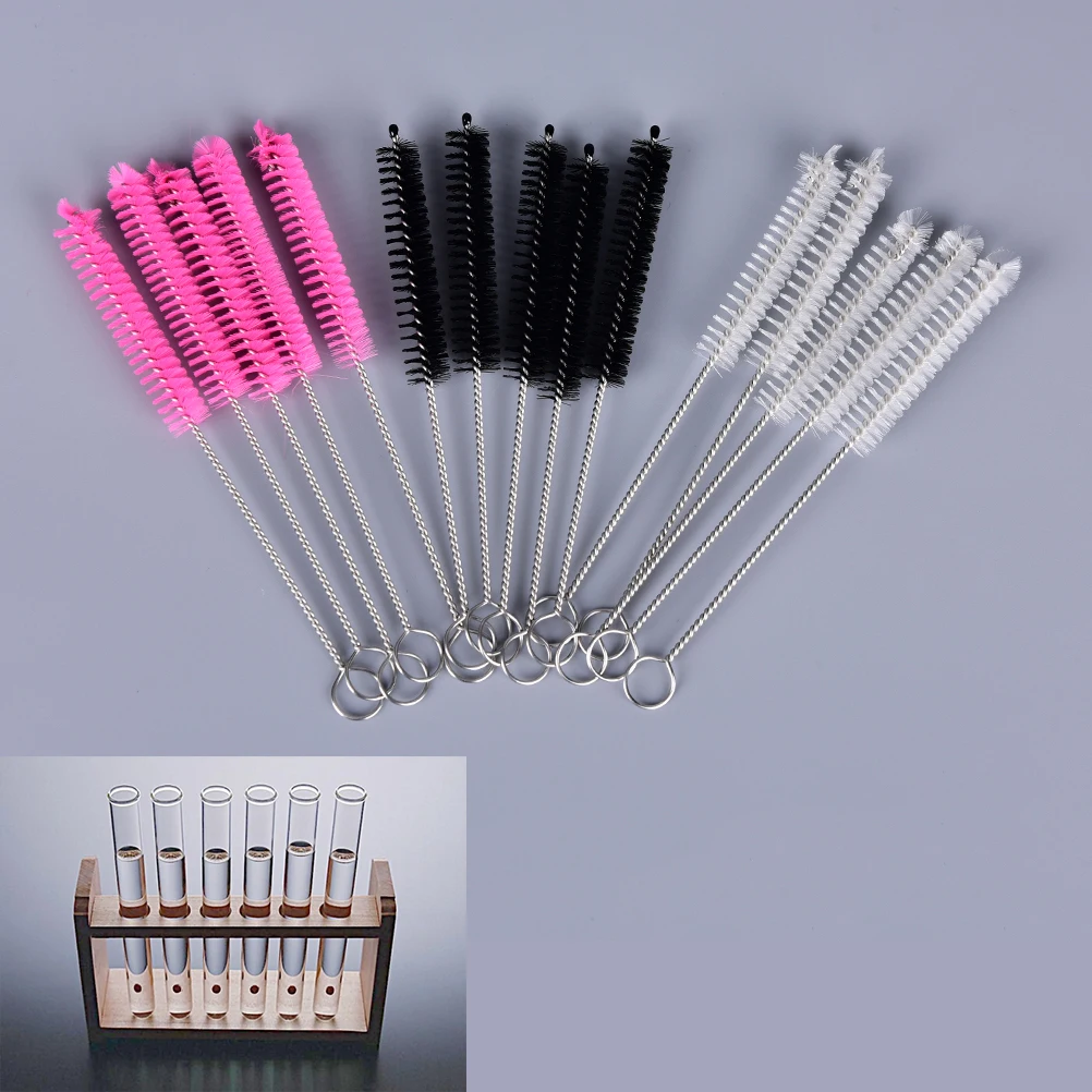 5Pcs Pink Chemistry Test Tube Bottle Washing Brush Baby Feeding Bottle Straw School Laboratory Cleaning Supplies