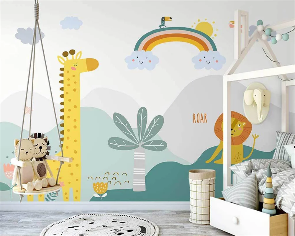 beibehang Custom new hand-painted giraffe animal simple children's room background wallpaper papel de parede papier peint