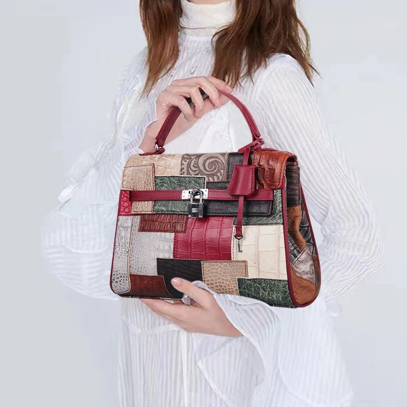 New Casual Plaid Shoulder Bag Fashion Stitching Wild Messenger Brand Female Totes Crossbody Bags Women Leather Handbag