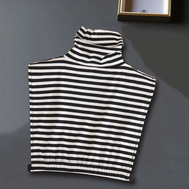 Turtleneck Fake Collar Shirt Stripe Faux False Blouse Collar Black White High Stand Collar Sweater Detachable Neckwear Col