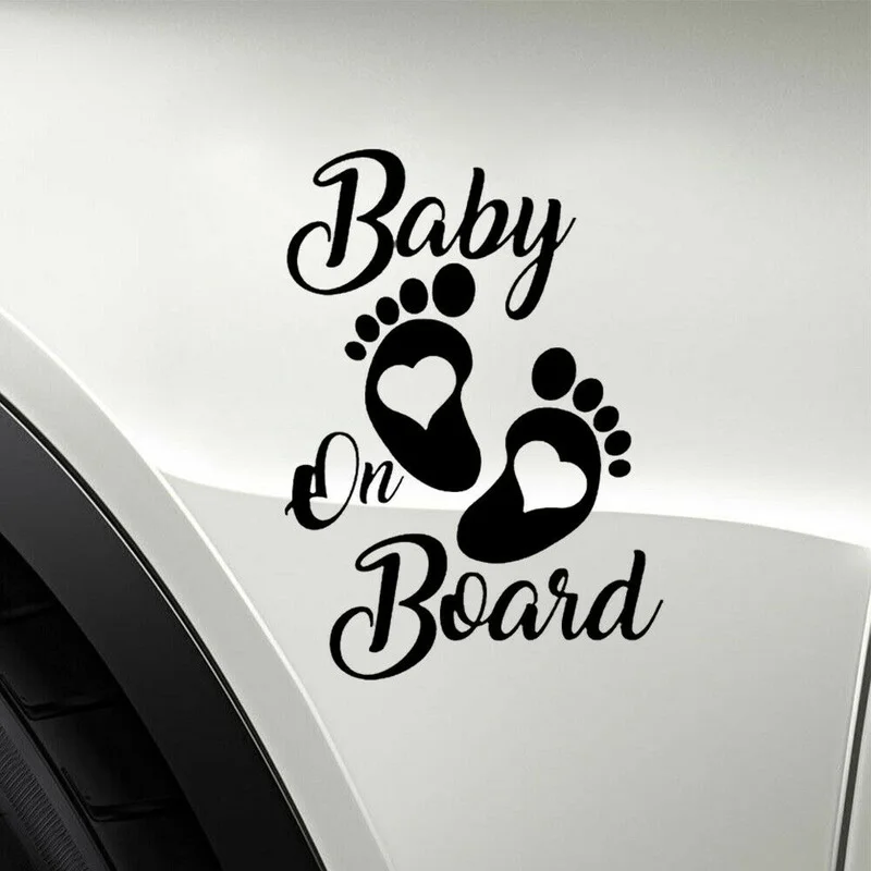 Baby on Board Foot Heart PET Car Sticker Baby In Car Glossy Window Bumper Auto Decal Exterior Parts Universal Car Accessories