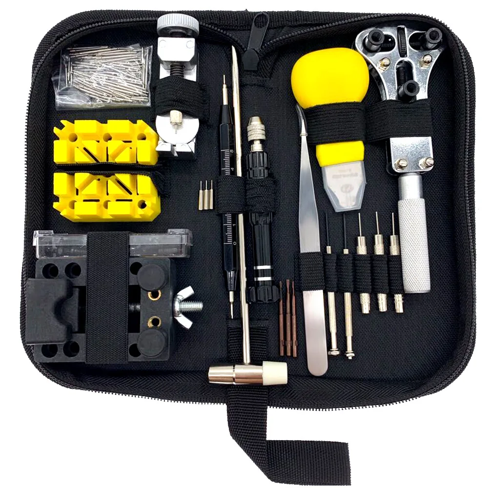 Kit de ferramentas para reparo de relógio, removedor de pino de ligação, 148 unidades, ferramentas profissionais para relógio, kit de ferramentas para reparo de relógio, bolsa horloge gereedschap