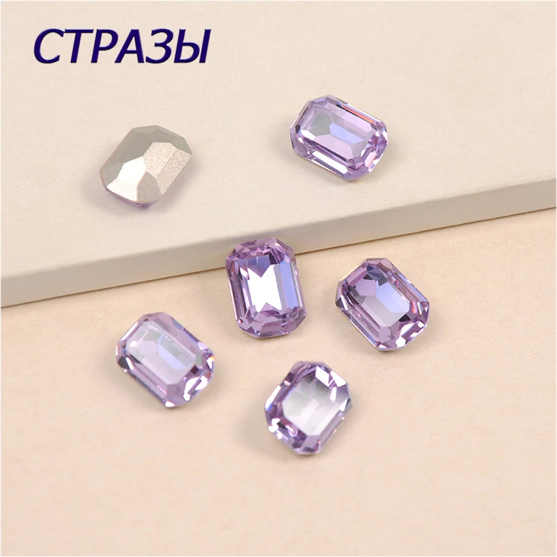 

Violet Gold Sliver Setting Octagon Strass Jewelry sew on rhinestones glass Crystal button DIY Jewelry accessories