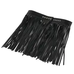 Womens High Waist Faux Leather Fringe Tassels Skirt Body Harness with Snap Buttons Halloween Party Punk Rock Clubwear