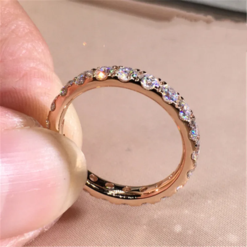 Huitan Fashion Rose Gold Color Women\'s Finger Ring with Shiny Cubic Zirconia Delicate Female Accessories Versatile Jewelry Gifts