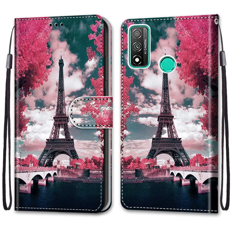 เคสหนังแม่เหล็กสำหรับหัวเว่ย พีสมาร์ท พีสมาร์ท ซี 2019 ฝาครอบโทรศัพท์กระเป๋าสตางค์แบบพับได้ทาสีฟันดา เอทูย