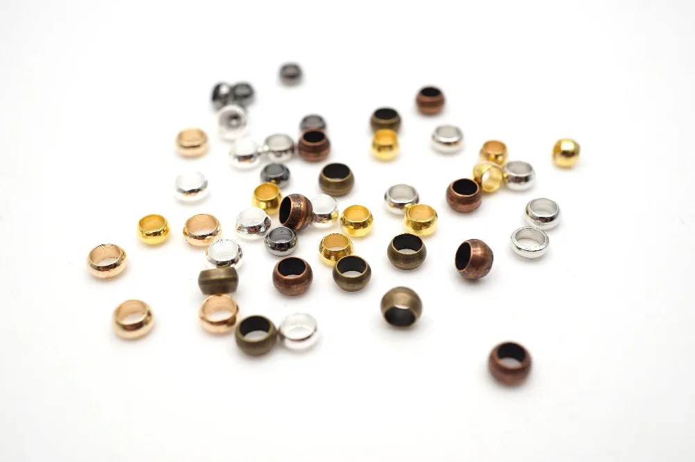 500/Lot Ende Perlen Silber Gold Überzogene 1.5/2/2.5/3/3.5/4mm Dia Crimp Perlen Legierung Perlen Für Schmuck Machen Schmuck DIY Finding – Detail 6