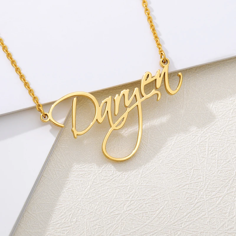 Aangepaste naam ketting vrouwen gepersonaliseerde namen aangepaste Collare roestvrijstalen ketting handschrift naamplaatje mode-sieraden