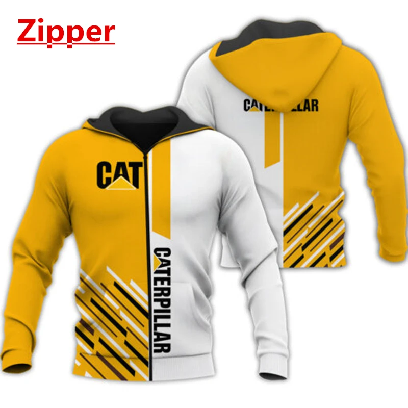 Men's Fashion Hoodie Excavator 3D Fully Printed Zipper Hoodie Unisex Harajuku Casual Street Sweatshirt DYI253