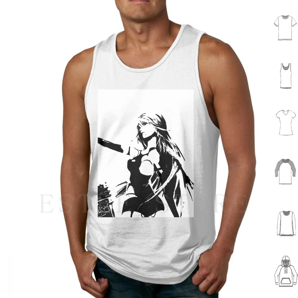 Weathered A2 Nier Automata Close Up Tank Tops Vest Sleeveless Nier Automata 2b A2 9s Emil Black White Weathered Android