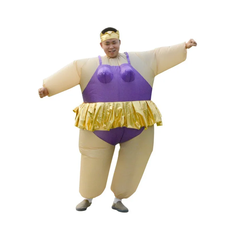 Halloween Performance Costume Ballet Hula Fat Man Stage Property Cosplay For Woman Man Company Party Inflatable Costume