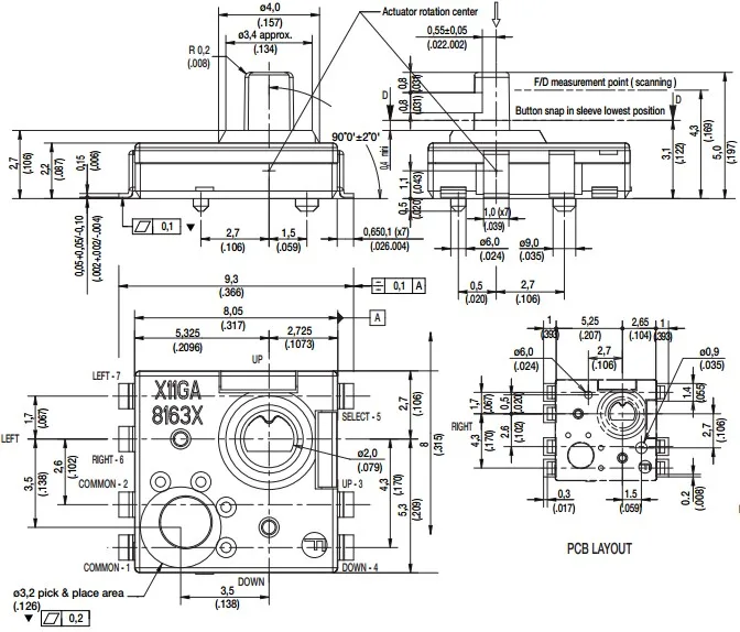 Tpa311g Patch 7-Pin 3-Way Navigation Switch Button Reset Touch Switch Multi-Direction