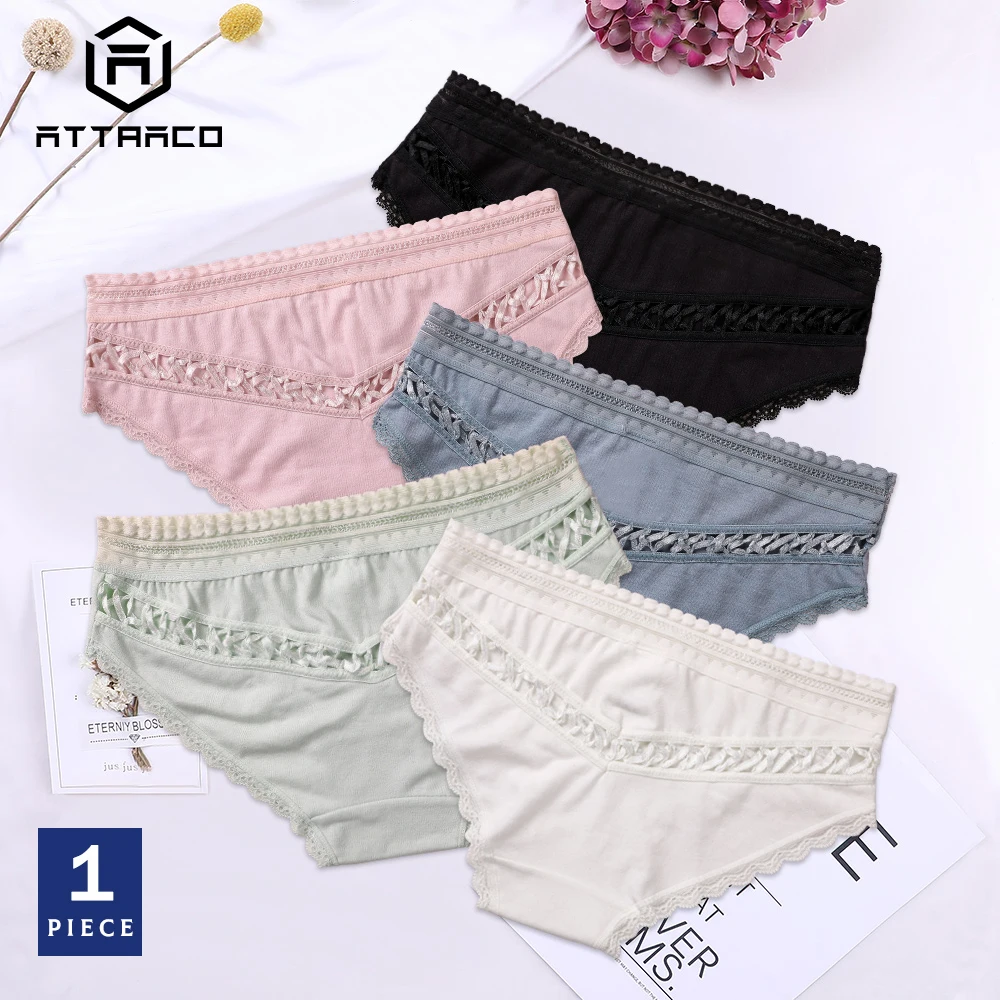 ATTRACO Underwear Panties Women\'s Thong Lace 1 Piece String Tanga Briefs Cotton Soft Cute Colorful Hot Sale