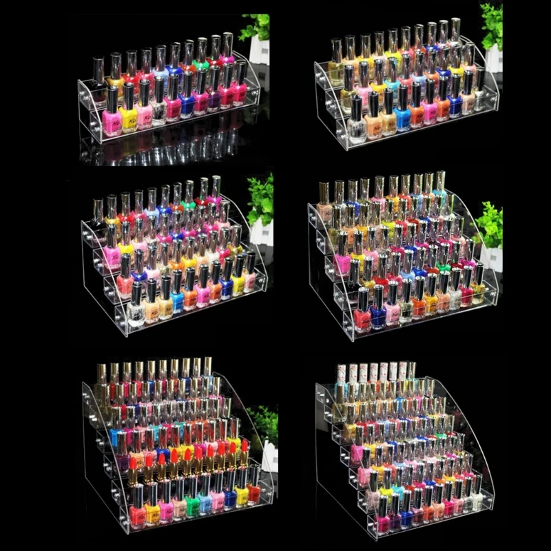 2-7 Tiers Clear Acrylic Liquid Pigment Bottles Storage Box Organizers Lipstick Jewelry Display Holder Nail Polish Rack