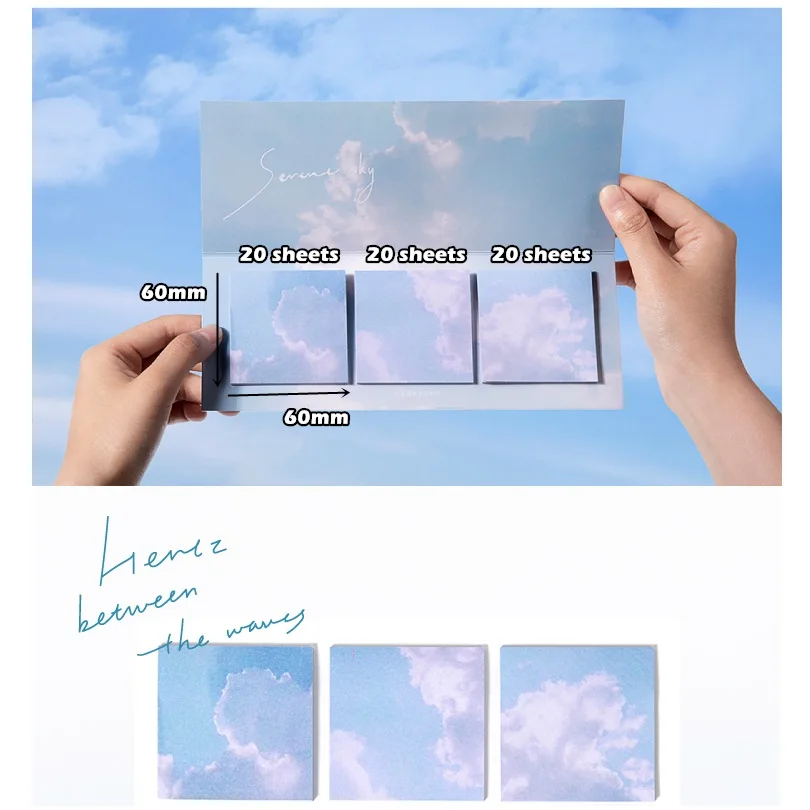 Mountain Lake and Sea Sticky Notes Set 60 Sheets Sky Cloud Forest Adhesive Memo Pad Notepad Planner Stickers Office School A6839