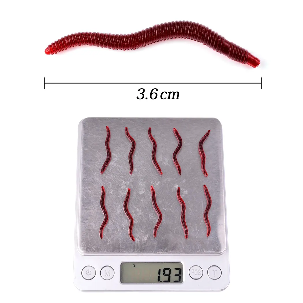 Señuelo de gusano rojo silicona con aroma a pescado y camarón - imagen 4