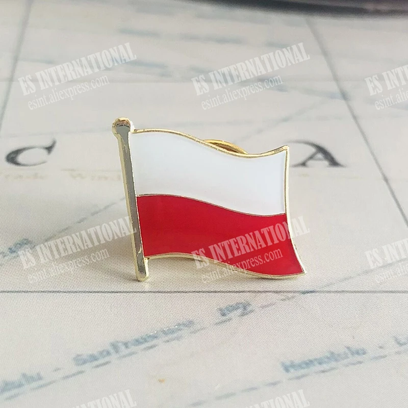 Poland National Flag Lapel Pins Crystal Epoxy Metal Enamel Badge Paint Brooch Souvenir Suit  Personality  Commemorative  Gifts