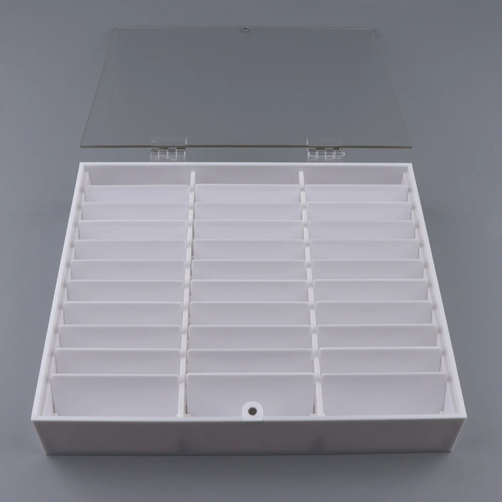 Acrylic Nail Art False Nail Tips Storage Box For Nail False with Clear Cover 30Cells Nail Tips Display Storage Box