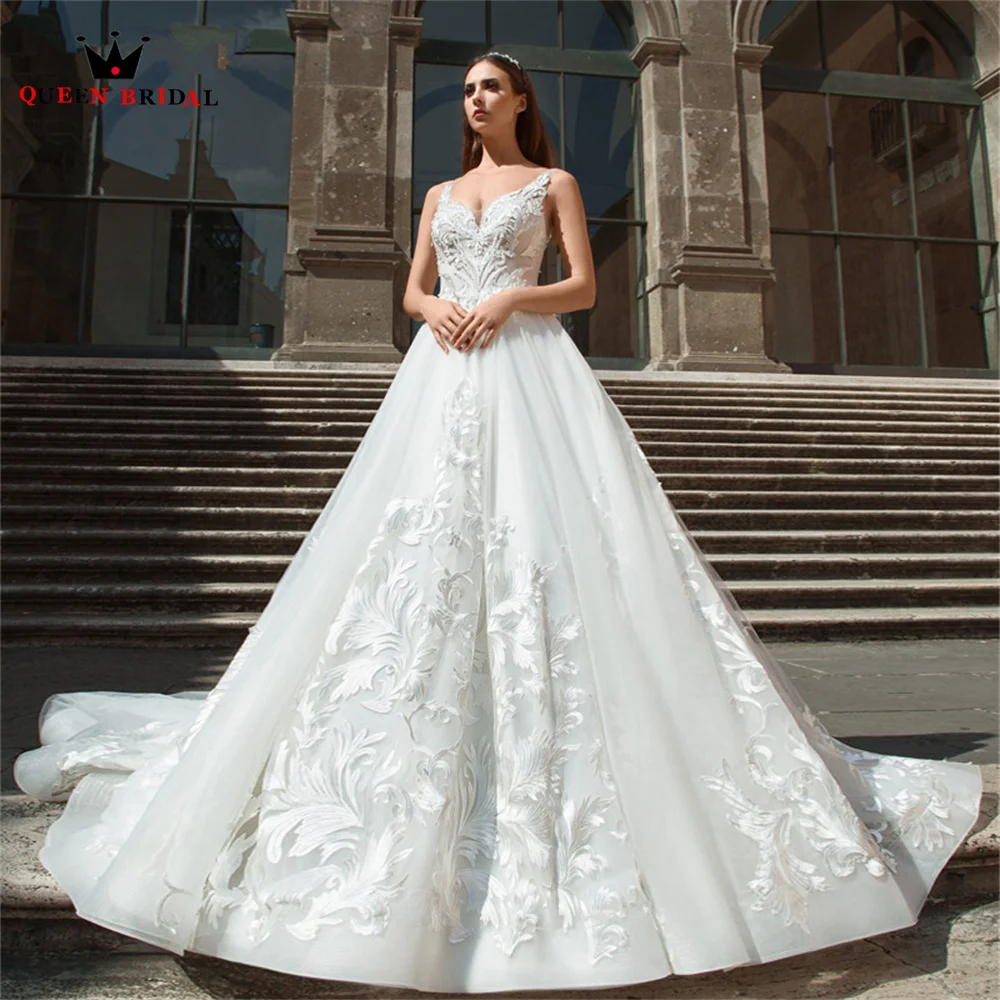 

Ball Gown Big Train Sweetheart Wedding Dresses Tulle Lace Appliques Luxury Bridal Gown 2023 New Design Custom Made DS124