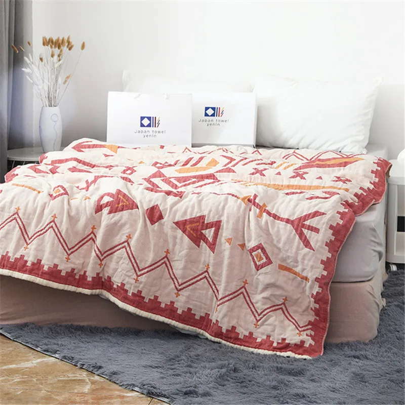 Muslin Cotton 6 Layers Blankets Gauze Office Nap Sleeping Blanket Bedspread Super Soft Room Bedding Blanket 150X200cm 200X230cm