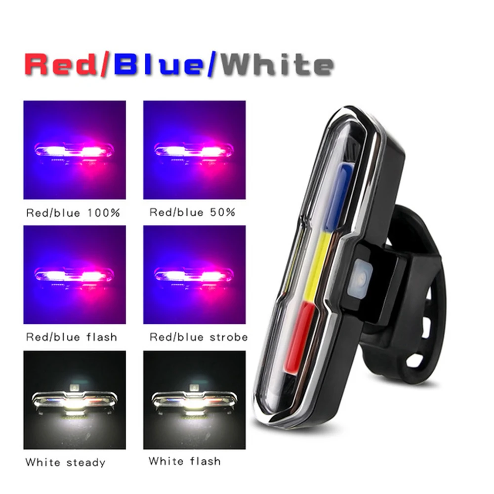 120 Lumens USB Rechargeable Front Rear Bicycle Light Lithium Battery LED Bike Tail Light Red White Red Blue Or Red White Blue