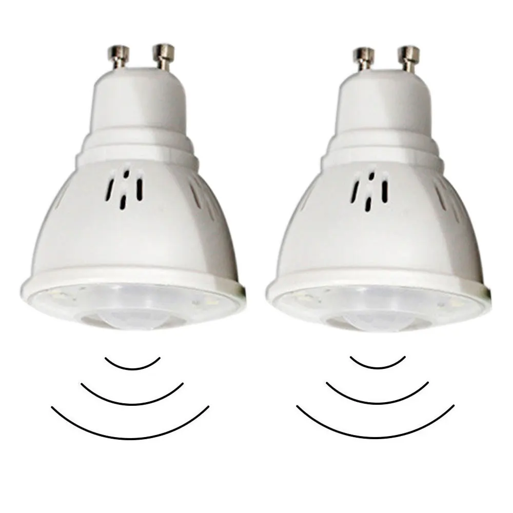 2-Piece Public Area Corridor Balcony Gallery Lighting Bulb GU10 3 Watt 230V Ceiling Downlight with PIR Sensor Energy Saving