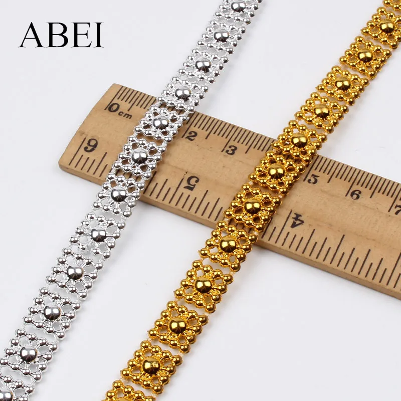 1cm 5yards DIY Garments Accessories Plastic Beaded Lace Ribbon Flower Beads String Chain for Wedding Party Decoration Supplier