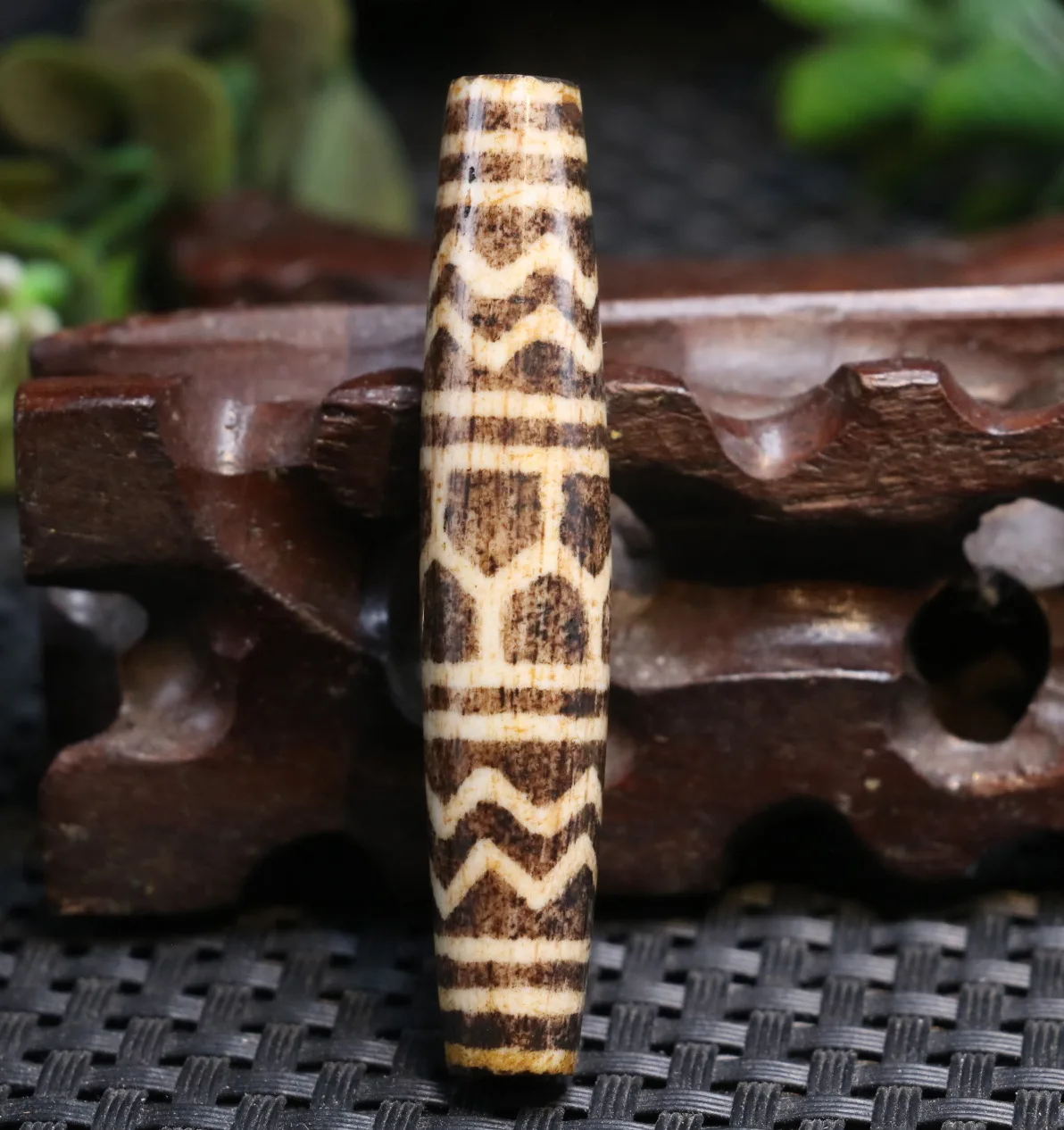 

Magic Power Tibetan old Pumtek water wave wealth lucky dZi Bead Pendant zhang