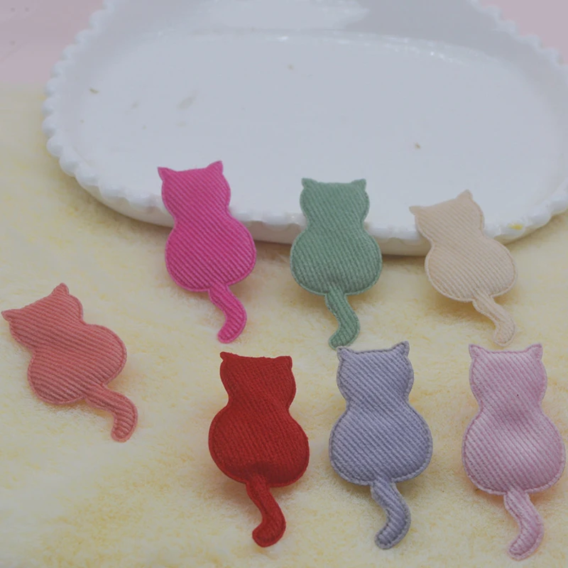 42Pcs/Lot 3*6CM Cat Shape Padded  Applique For Handmade Clothes Hat Sewing Supplies DIY Hairpin Hair Band Accessories