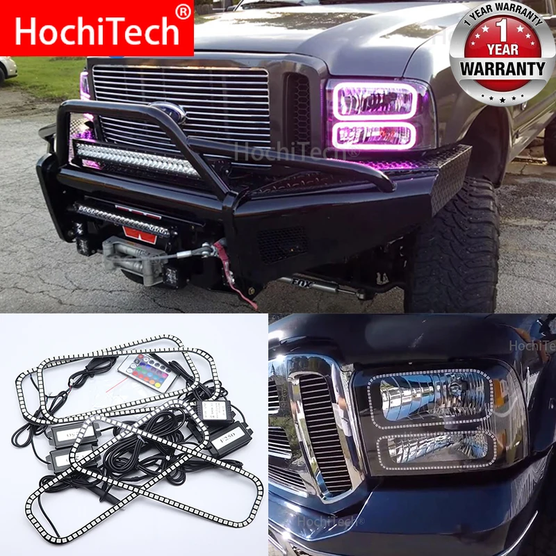 

Для Ford F-250 F250 2005 2006 2007 RGB светодиодный глаза ангела многоцветные с кольцевым пультом дистанционного управления