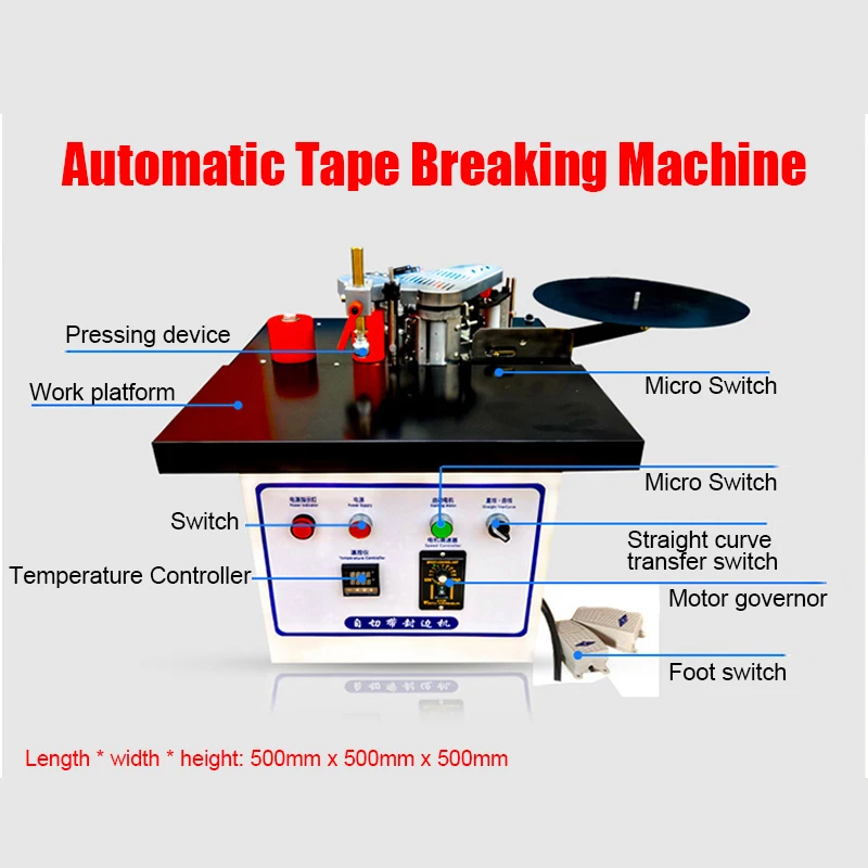 Woodworking Edge Banding Machine Speed Control Mini Manual Wood Cutting Pvc Curved Straight Edge Machine Automatic Broken Belt