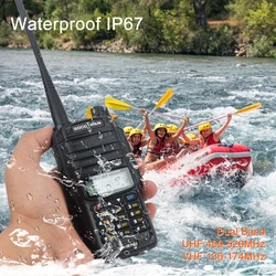 Socotran-walkie-talkies de banda Dual, Radio bidireccional, 2 piezas, 5W, 128CH, UV-12R Plus, IP67, impermeable, UHF, VHF, Comunicador