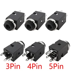 2/3/5Pcs 3.5mm 3/4/5 Pin Vertical Socket Female Socket Jack with Screw 3.5 Audio Headphone Connector PJ-341 Earphone Hole