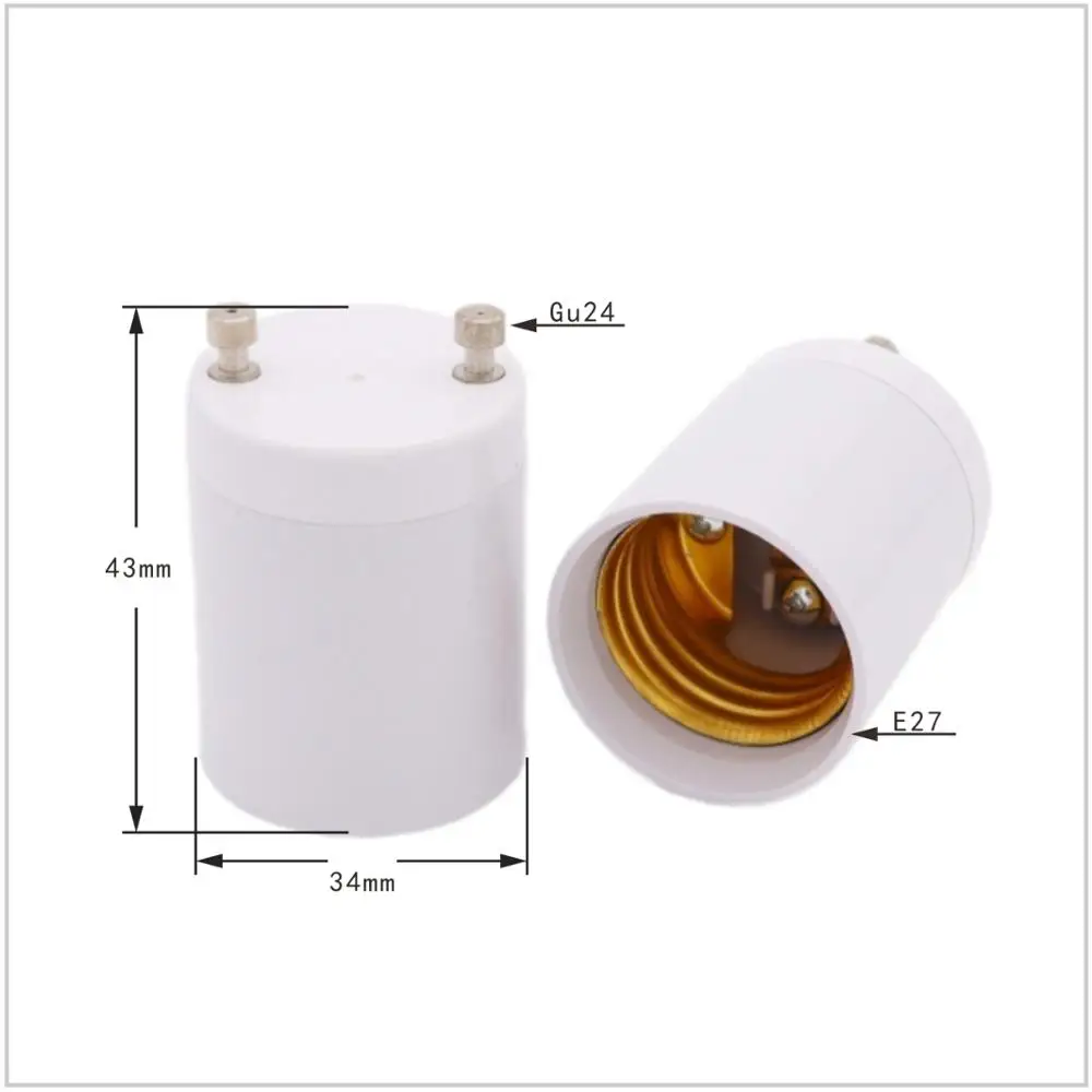 

NEW High Quality Material Fireproof GU24 to E27 White LED Light Lamp Bulb Adapter Holder Socket E27 Male to GU24 Bulbs Adapter