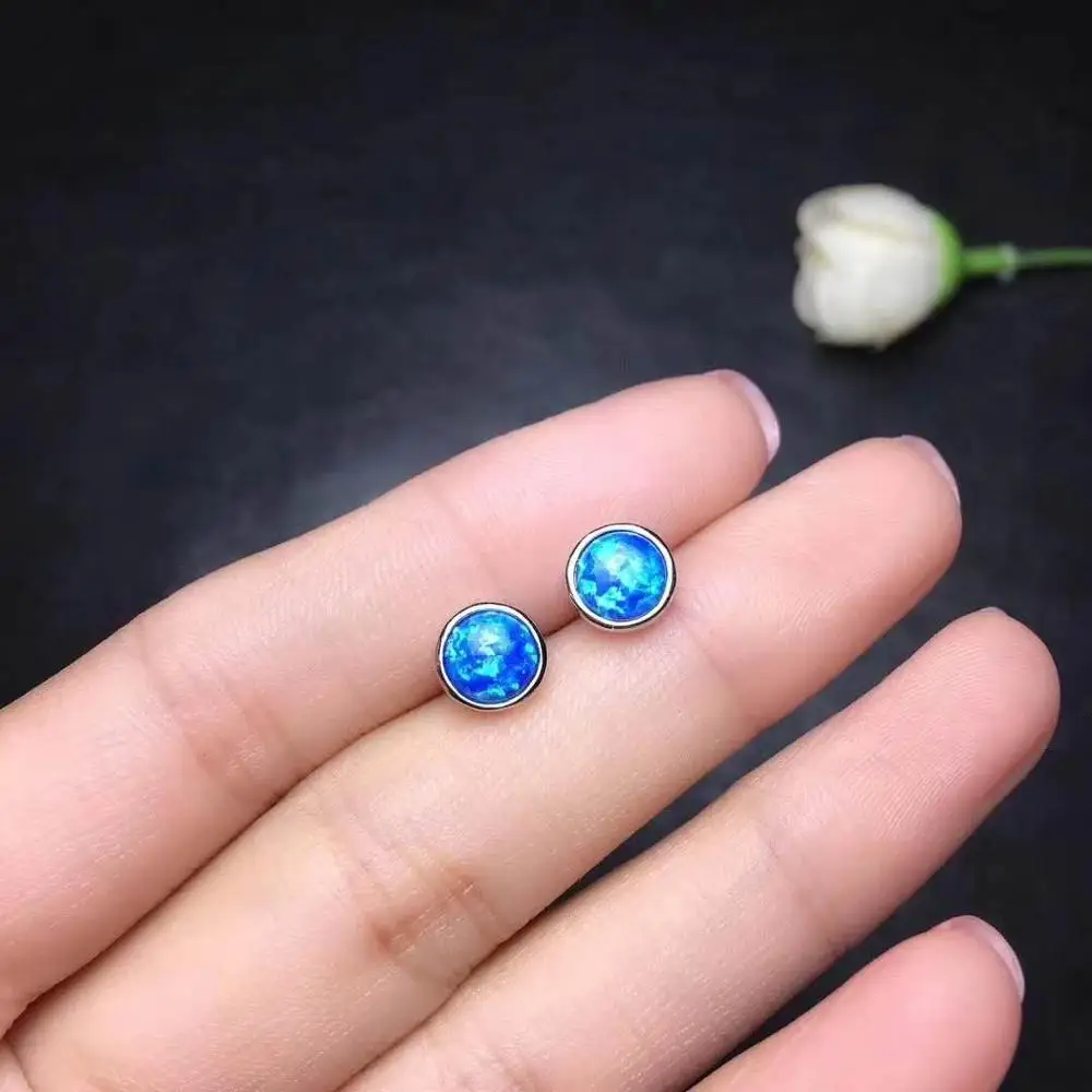 Blue OPal Earrings Natural And Real Blue Opal Earring 925 Sterling Silver Fine Elegant Jewelry for Women Earring