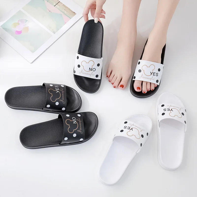 2024 New Home Slippers Ladies Cartoon Mouse Korean Style Non-slip Indoor Thick Bottom Bathroom Cute Ladies Slippers Home