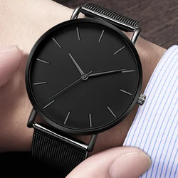 2021 Minimalist Men Fashion Ultra Thin Watches Simple Men Business Stainless Steel Mesh Belt Quartz Watch Relogio Masculino