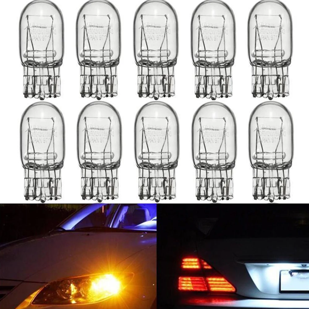 10pcs T20 7443 7440 21/5W DRL Bulbs Double Filaments Halogen Bulb Clear Glass Daytime Running Light Turn Signal Light Tail Lamp